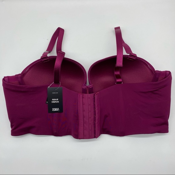 Torrid Women’s Plus Size Push-Up Dark Berry Pink MultiWay Strapless Longline Bra - Picture 9 of 15